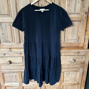 Treasure & Bond Medium Black Dress Tiered Ruffle Cotton‎